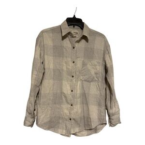 Wilfred Free 100% Cotton Gray and White Plaid Button Down Flannel Shirt Size XS